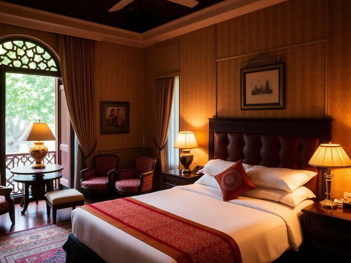 Warm premium heritage hotel room